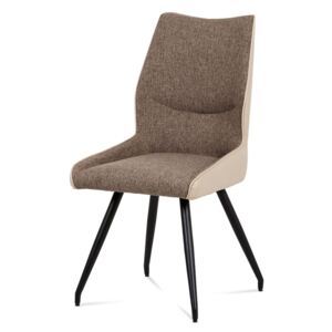 Jídelní židle koženka cappuccino + látka / černá kov DCH-351 CAP2