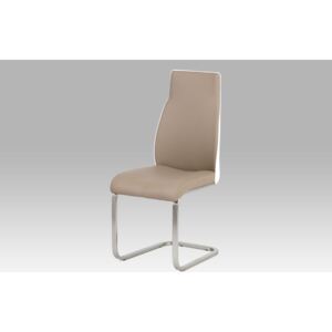 Jídelní židle pohupovací kombinace cappuccino a bílá ekokůže a broušený nerez HC-911 CAP