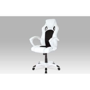 Kancelářská židle koženka bílá s houpacím mechanismem KA-N157 BKW