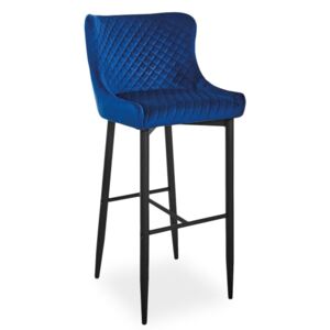 Barová židle COLIN B H-1 Velvet černá kostra/tmavě modrý Bluvel 86