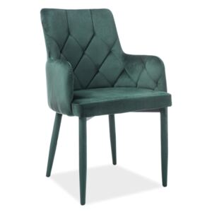 Židle RICARDO Velvet zelený Bluvel 78, kov, barva: šedá