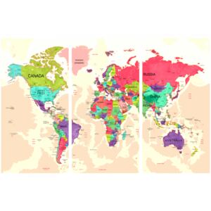 Murando DeLuxe Mapa na korkové tabuli - barevná geografie Velikost: 90x60 cm
