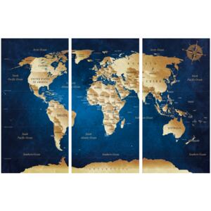 Murando DeLuxe Mapa na korkové tabuli - hnědé kontinenty Velikost: 90x60 cm