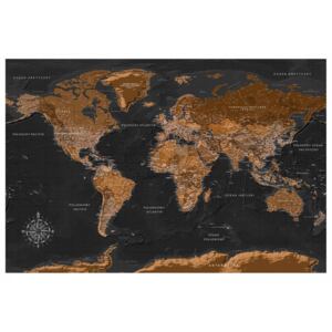Murando DeLuxe Mapa na korkové tabuli - hnědá mapa světa Velikost: 90x60 cm