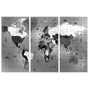 Murando DeLuxe Mapa na korkové tabuli - šedá mřížkovaná mapa Velikost: 90x60 cm