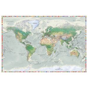 Murando DeLuxe Mapa na korkové tabuli - zajímavá mapa s vlajkami Velikost: 90x60 cm