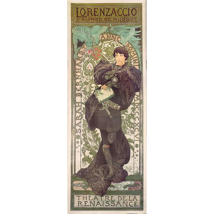Obraz, Reprodukce - "Lorenzaccio", with Sarah Bernhardt, at the Renaissance at the Théâtre de la Renaissance (poster), 1896, Alphonse Marie Mucha