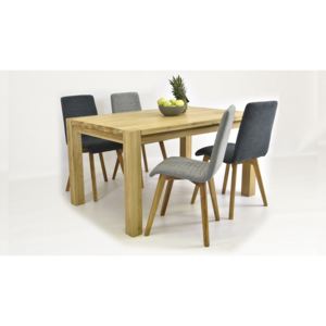 Dřevěný stůl a židle 140 x 90 cm, Dub - 6 ks / kombinace kosice + Arosa