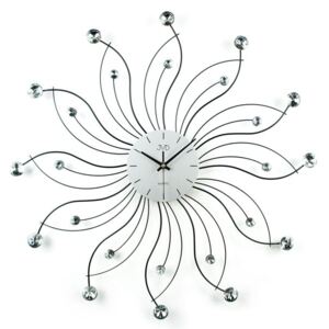 Paprskovité luxusní skleněné kovové nástěnné designové hodiny JVD HJ27 (POSLEDNÍ KS NA PRODEJNĚ V DOMAŽLICÍCH)