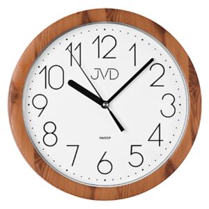 Nástěnné netikající tiché hodiny JVD quartz H612.19 imitace dřeva tmavé