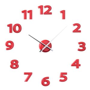 Červené exkluzivní luxusní nástěnné nalepovací hodiny JVD HB12.3