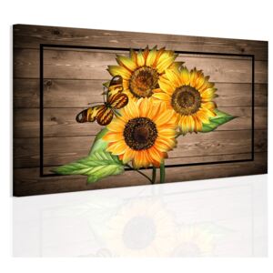 InSmile ® Obraz slunečnice na dřevě Velikost: 90x60 cm
