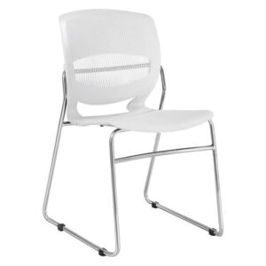 Moderně tvarovaná jídelní židle v bílé barvě s kovovou konstrukcí TK218