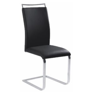 Kovová jídelní židle z ekokůže v černé barvě s moderním podstavcem bez zadní opěry TK127