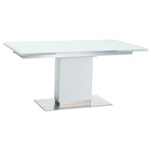 Jídelní rozkládací stůl 160x90 cm z mléčeného tvrzeného skla a v bílé barvě KN977
