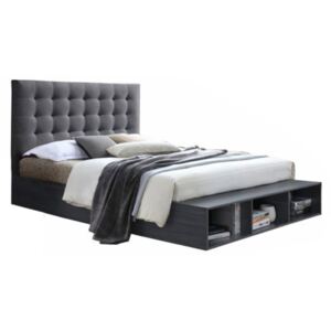 Manželská čalouněná postel 160x200 s roštem a regálem šedá TK3138