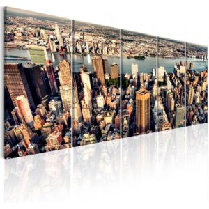 Murando DeLuxe Pětidílný obraz - let na New Yorkem Velikost: 225x90 cm