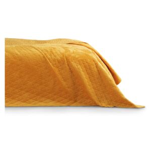 Žlutý přehoz přes postel AmeliaHome Laila Honey, 260 x 240 cm