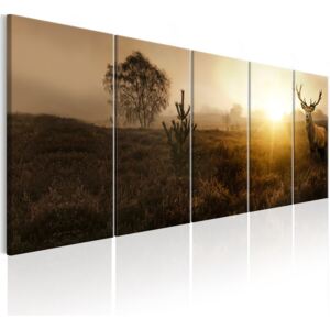 Murando DeLuxe Vícedílný obraz - jelen v zapadajícím slunci Velikost: 200x80 cm