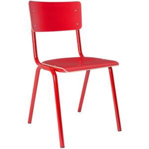 Červená dřevěná židle ZUIVER BACK TO SCHOOL