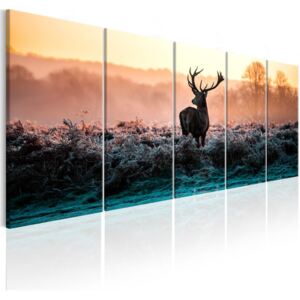 Murando DeLuxe Pětidílný obraz - jelen v zimní krajině Velikost: 225x90 cm