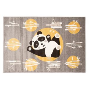 Dětský kusový koberec FIESTA 36314/37224 Míša Panda šedý žlutý Rozměr: 80x150 cm