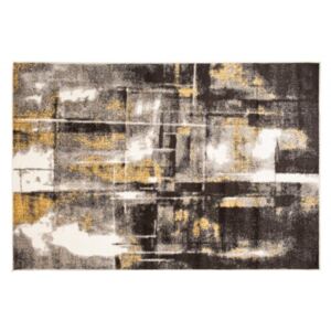 Moderní kusový koberec FIESTA 36323/37224 Abstraktní tmavě šedý žlutý Rozměr: 80x150 cm