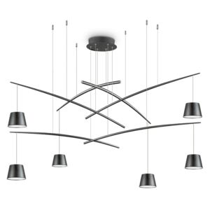 LED Závěsné svítidlo Ideal Lux Fish SP6 nero 196992 černé 160cm