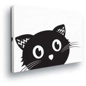 Obraz na plátně - Kreslená Kočka v Černé 100x75 cm