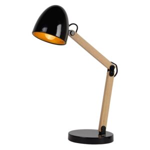 LUCIDE 05617/01/30 BENJY Desk Lamp E14 H40cm Wood/Black stolní lampa