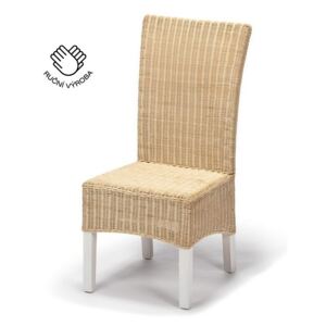 Ratanová jídelní židle přírodní, bílé nohy DT064