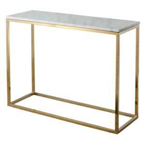 Bílý mramorový konzolový stolek s podnožím ve zlaté barvě RGE Marble, délka 100 cm