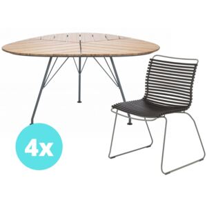 Bambusový zahradní set stolu 146 cm a 4 židlí HOUE LEAF & CLICK