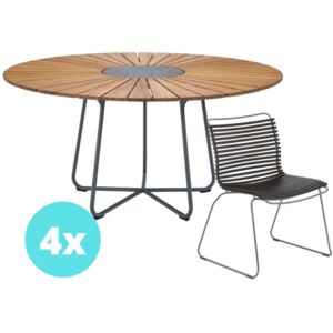Bambusový zahradní set stolu 150 cm a 4 židlí HOUE CIRCLE & CLICK