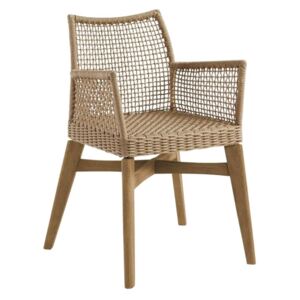 Béžová pletená zahradní židle LaForma Rodini s dřevěnou podnoží