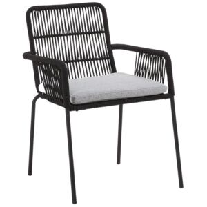 Černá pletená zahradní židle LaForma Samt s kovovou podnoží