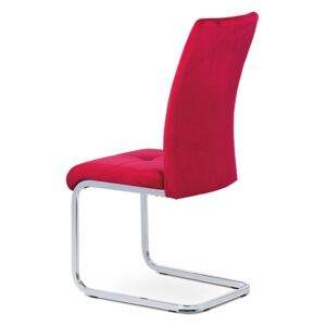 Autronic Jídelní židle, červená sametová látka, kovová pohupová chromovaná podnož DCL-440 RED4