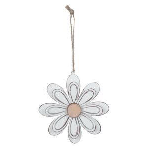 Bílá kovová závěsná dekorace ve tvaru květiny Ego Dekor, ø 13 cm