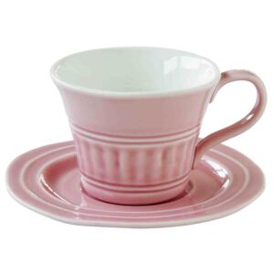 Easy Life Porcelánový šálek a podšálek Abitare růžový R1867-ABLP