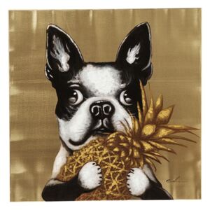 KARE DESIGN Obraz s ručními tahy Dog with Pineapple 80 × 80 cm, Vemzu