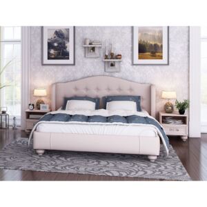 Čalouněná postel s roštem Coraline 160x200cm - béžovo/šedá