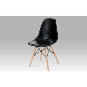 Jídelní židle CT-718 BK1 plast černý, masiv buk, kov černý