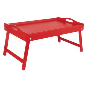 Dřevěný servírovací stolek do postele 50 x 30 cm červený