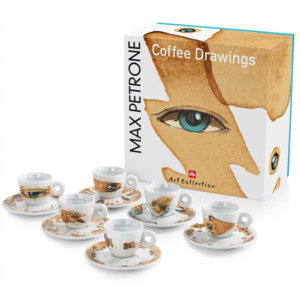 Illy Sada šálků na cappuccino Max Petrone COFFEE DRAWINGS, 6 kusů