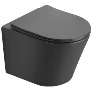 Závěsné WC MEXEN RICO RIMLESS + Duroplast sedátko slim - tmavě šedé matné