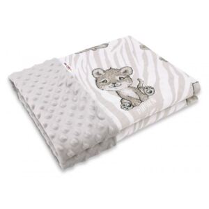 Baby Nellys Bavlněná deka s Minky 100x75cm, ZOO - béžová