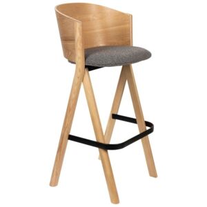 Jasanová barová židle Banne Twigs s tmavě šedým sedákem 75,5 cm