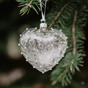 Vánoční ozdoba Crystal Clear Floral Heart 10 cm (kód PODZIM2020 na -20 %)
