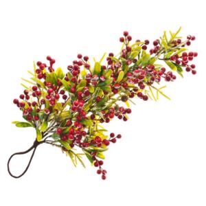 Decorium Zimní dekorace, závěsná větvička červené jeřabiny, zelená s bobulemi 75 cm