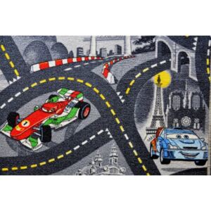 Vopi koberce Metrážový koberec The World of Cars 97 šedý - Rozměr na míru s obšitím cm